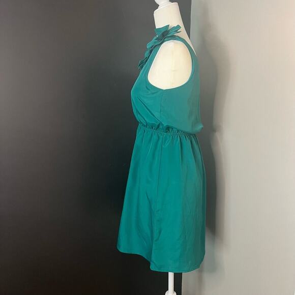 Annabella Woman's Emerald Green Floral Mini Dress Single Strap- Size S - Picture 2 of 9